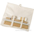 Cotton small capacity schoolboy pen bag linen stationery bag set